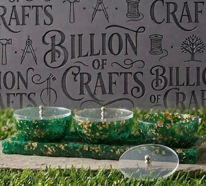 Ensemble de bols à collation en résine vert émeraude à motifs tourbillonnants, prix d'usine, plateau de service à trois compartiments pour fruits secs - Product Image 1