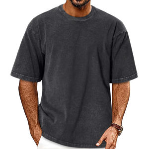 T-shirts décontractés unisexes en coton tricoté 100 % personnalisables, imprimés, épais, style streetwear, coupe classique pour hommes, écologiques, vente en gros - Product Image 1