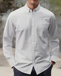 Chemise Oxford Homme Unie Décontractée à Col Boutonné Manches Longues avec Poche 2026 Premium Business Casual - Product Image 6