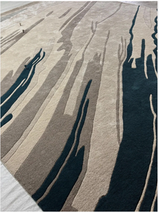 Alfombra Moderna de Lana con Diseño de Ondas, Hecha a Mano, Ecológica, Antideslizante, para Sala de Estar, Niños, Adultos, Uso Comercial y de Oración - Product Image 4