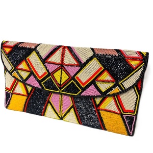 Stylish Geometric Pattern Seed Bead Embroidery Square Clutch Premium Ethnic Seed Beaded <b>Envelope</b> Clutch For Formal Events - Product Image 3