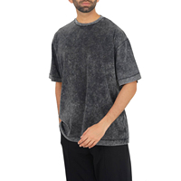 T-shirt délavé pour homme 100 % coton peigné, style vintage usé, streetwear, manches courtes, col rond, décontracté, mode estivale