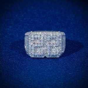 Hip Hop Moissanite <b>Ring</b> <b>Men</b> Number VVS Iced Out Diamond 925 Silver Rapper Custom Moissanite <b>Ring</b> - Product Image 1