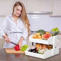 Support à fruits en bois moderne à 2 niveaux, étagère de rangement pour comptoir de cuisine, style ferme, organisateur de légumes
