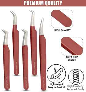 Pince à cils à pointe en fibre pour extensions de cils, logo personnalisé, pince à volume russe 90 degrés, pince à cils Halloween, pointes fines, échantillons gratuits - Product Image 4