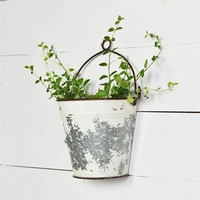 Lot de 2 jardinières murales vintage en métal galvanisé, écologiques et de haute qualité, pour intérieur et extérieur, pots à fleurs suspendus demi-seau