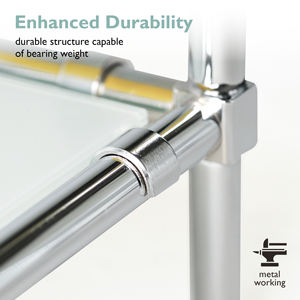 Estante de almacenamiento multifuncional para dormitorio y hotel con estantes de vidrio y estructura metálica - Product Image 5