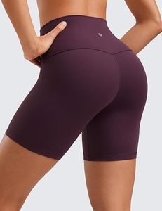 Shorts de sport pour femme en nylon et élasthanne tricoté, couleur unie, taille haute, respirant, coupe ajustée, taille élastique, pour l'entraînement et le cyclisme - Product Image 3