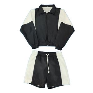Lightweight Unisex Windbreaker Shorts Set Hooded Zip <b>Jacket</b> 100% Cotton Knitted Winter Sportswear Casual Two Piece Outfit Custom - Product Image 2
