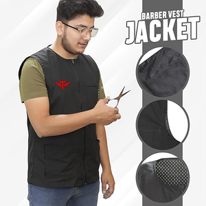 Tablier et cape de barbier professionnels en toile respirante et écologique 100 % polyester, gilet de barbier personnalisé pour la coupe de cheveux - Product Image 6