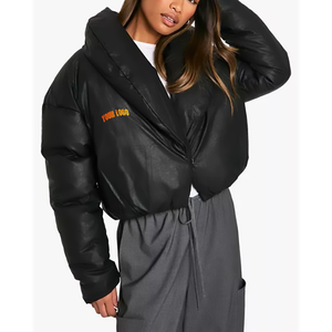 2027 Wholesale Custom Womens Bomber Puffer Coat Down <b>Jacket</b> Manufacturer Women's <b>Black</b> Hooded Stretch Puffer <b>Jacket</b> Warm Quilted - Product Image 1