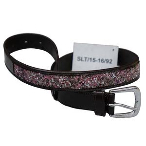 Ceinture en cuir véritable de qualité supérieure pour dames ceinture à paillettes d'équitation avec boucle en acier pour ceinture de style formel. - Product Image 6