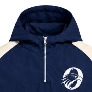 <b>Mens</b> Navy Blue Neutral Nylon Quarter Zip <b>Hoodie</b> Shorts Set Contrast Panel Lightweight Training <b>Running</b> Sports Outfit - Product Image 3