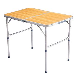 Tavolo Pieghevole in Lega di Alluminio Leggero da 3 Piedi, Colore Effetto Legno, per Pranzo all'Aperto o Campeggio - Product Image 3