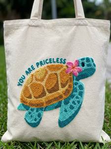 Bolso Tote Hecho a Mano por Vendedor Confiable, Tamaño Personalizado, 100% con Cuentas, Bolso de Lona con Perlas y Conchas, Bolso de Hombro Abierto, Estilo Casual - Product Image 6