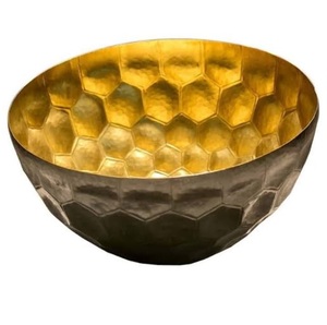 <b>Large</b> Size Tabletop Decorative Item Hand Curved Decorative Food Serving Metal <b>Bowl</b> Hammered Design - Product Image 3