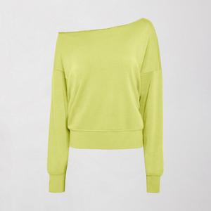 Sudadera Deportiva Transpirable con Logotipo Personalizado, Sudadera de Hombros Descubiertos para Gimnasio y Fitness, Sudadera de Cuello Redondo de Felpa Francesa para Mujer, Sudadera de Manga Larga de Algodón - Product Image 5