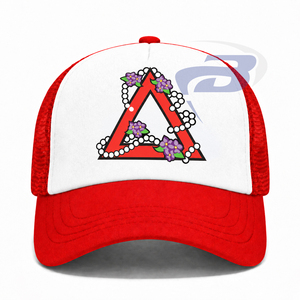Delta |   Sigma |   Gorra Trucker de la Hermandad Theta con Impresión 3D - Gorra Trucker de Verano Ajustable de Malla Roja y Blanca de Calidad Premium - Product Image 1