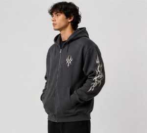 Sudadera con Capucha Oversize de Invierno, Estilo Casual, Color Liso, Tejido Terry, Streetwear Unisex de Alta Calidad, Negra con Estampado Puff - Product Image 3
