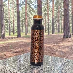 Botella de Agua de Cobre 100% Puro, Antiderrames, para Viaje, con Acabado Antiguo, para Yoga y Bienestar, Ecológica, Unisex, Ideal para Regalo - Product Image 3