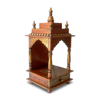 Mini temple en bois peint à la main en cuivre, tiroir traditionnel pour Pooja, Mandir sur pied/à poser, en bois indien, pour mariage et anniversaire