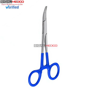 Pinzas Hemostáticas Manuales de Primera Calidad, Tipo Mosquito, 5 Pulgadas, Curvas, con Mangos Recubiertos de PVC Azul, Acero Inoxidable Alemán, Quirúrgicas, Dentales, CE - Product Image 5