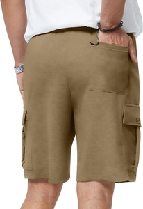 Shorts cargo décontractés pour hommes, à carreaux, taille élastique, style bermuda, avec poches, en tissu de laine, polyester/coton, séchage rapide - Product Image 4