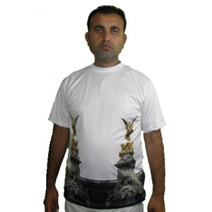 Camiseta Deportiva Holgada para Hombre, 220 Gramos, Tejido Jersey, Teñido con Hilo, Impresión Digital, 100% Poliéster Ecológico, Cuello Redondo, Manga Corta - Product Image 1