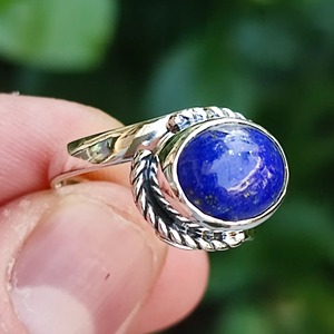 <b>Lapis</b> <b>Lazuli</b> <b>Ring</b> 925 Sterling Silver Handmade Boho Statement Promise Jewelry for Women Natural Oval Shape Gemstone Jewelry - Product Image 1