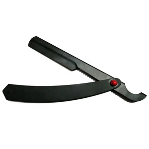 (Blade Not Included) Wood Stainless Steel Non Slip Folding Vintage <b>Barber</b> Straight Edge Razor Holder Old Fashioned Manual <b>Shaver</b> - Product Image 1