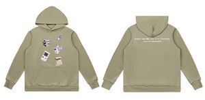 Sudadera unisex gruesa y pesada con capucha, estilo holgado, de felpa, con cremallera larga, verde, de algodón, para invierno, unisex, para trabajo, 100% bordada, mezcla de forro polar, ecológica. - Product Image 4