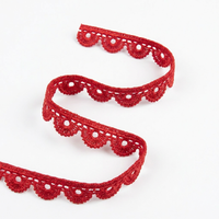 Dentelle Guipure Rouge GPO de Luxe Fantaisie Écologique 12mm, Vente Directe Usine, Motif Géométrique, 20 Mètres, pour Saree et Dupatta de Saison Automne
