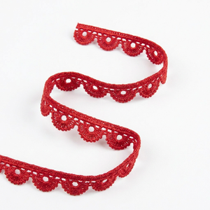 Encaje Guipur Rojo de Lujo Ecológico de 12mm, Directo de Fábrica, 20 Metros, para Saree, Dupatta, Ribete, Manualidades, Costura y Decoración - Product Image 1