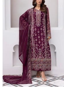 <b>Women</b> Elegant Nude Pink Embroidered <b>Kurta</b> Pant Dupatta Set Indian Pakistani Wedding Party Wear - Product Image 4