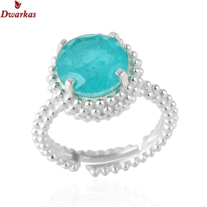 Anillos elegantes hechos a mano en plata de ley 925 con piedra de cuarzo prehnita doble, texturizados, ajustables, disponibles en stock. - Product Image 1