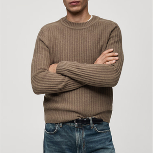 100% Cotton Men's Pullover Knitted Sweater Breathable Casual Wear High Quality Plain Pullover Sweater - Product Image 1