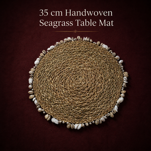 Seagrass <b>Table</b> <b>Mat</b> with Cowrie Shell | Handmade Round Placemat Eco Friendly Dining Decor | Export Quality Wholesale India - Product Image 1