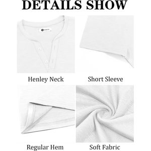 2025 <b>Men's</b> Casual Short Sleeve V Neck <b>Henley</b> <b>Shirt</b> Basic Fashion Summer Beach Tops with Button Tops - Product Image 5