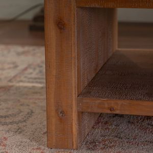 Large 2-Tier Rustic <b>Rectangle</b> Solid Wood <b>Coffee</b> <b>Table</b> with Storage Shelf for Living Room or Office Apartment - Product Image 4