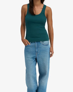 Camiseta sin mangas con cuello en U para mujer, talla grande, con encaje y borlas, mezcla de algodón orgánico, ecológica, transpirable, negra, con escote natural - Product Image 3