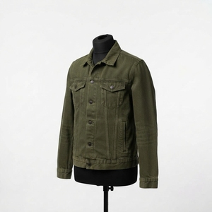 Comfortable Stylish Winter Hooded Denim <b>Jacket</b> for <b>Men</b> Streetwear Casual Outerwear Modern Fit Stand Collar Front 100% Cotton - Product Image 5