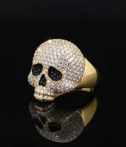 Bague Crâne Iced Out pour Hommes, Style Hip Hop Bling, en Argent Sterling 925 Plaqué Or 14K, Bijou de Mode Massif et Audacieux, Style Rapper - Product Image 5