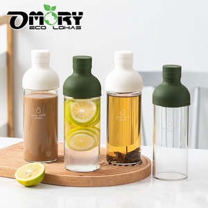 Botella de Agua de Vidrio OMOIRY de 20.5 cm con Tapa de Empuje y Tirón, Diseño Minimalista Transparente para Viajes, Unisex - Product Image 4