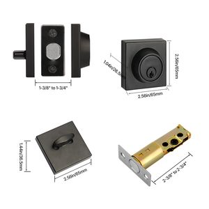 Single Cylinder Deadbolt Lock <b>Square</b> <b>Keyed</b> 1 Side Full Metal Fits Standard Size Interior & Exterior Doors - Product Image 2