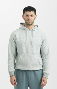 Sudadera con Capucha Acolchada Gris Claro para Hombre, Corte Regular, Estilo Casual para Otoño, Diseño con Bolsillos de Felpa Tejida - Product Image 2