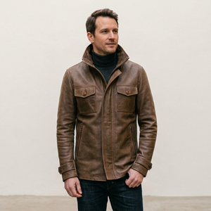 Chaquetas de Cuero para Hombre, Chaquetas de Cuero Genuino Transpirables, Chaqueta de Cuero OEM para Hombre en Diferentes Estilos y Diseños - Product Image 2