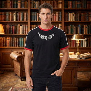 Unisex Black Short Sleeve <b>T</b>-<b>Shirt</b> Crew Neck Solid Breathable Eco-Friendly <b>Polyester</b> Sport Style Regular Fit Red White Trim All - Product Image 6