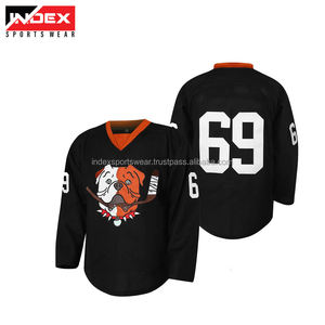 Maillot de hockey sur glace pour homme, bleu, rouge et blanc, manches longues, col en V, sublimé, évacuant l'humidité, coupe classique, vêtements de sport pour adultes - Product Image 4