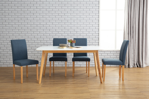 Elegant Modern Solid Malaysian Oak Legis and Upholstered Fabric Dining <b>Chair</b> for Home Hotel <b>Small</b> Apartment - Product Image 4