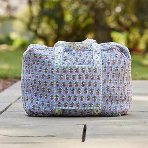 Bolsa de Viaje Acolchada Azul con Estampado Floral, Cierre de Cremallera, Gran Capacidad, Bolsa de Fin de Semana - Product Image 6